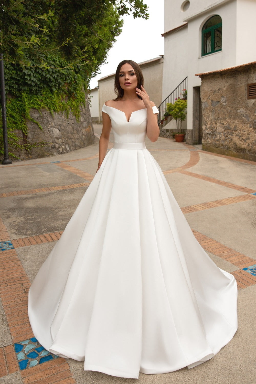 2 en 1 robe de mariée de sirène moderne sans manche arc satin trains de mariée princesse vestido de novia