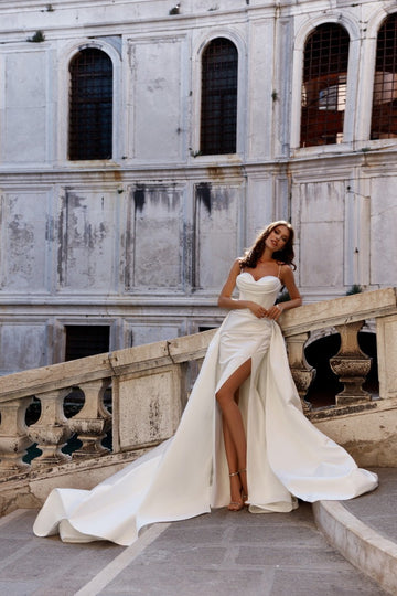 Vestido De Novia De sirena 2 en 1, Vestido De Novia moderno sin mangas con lazo De satén, Vestido De Novia De princesa 