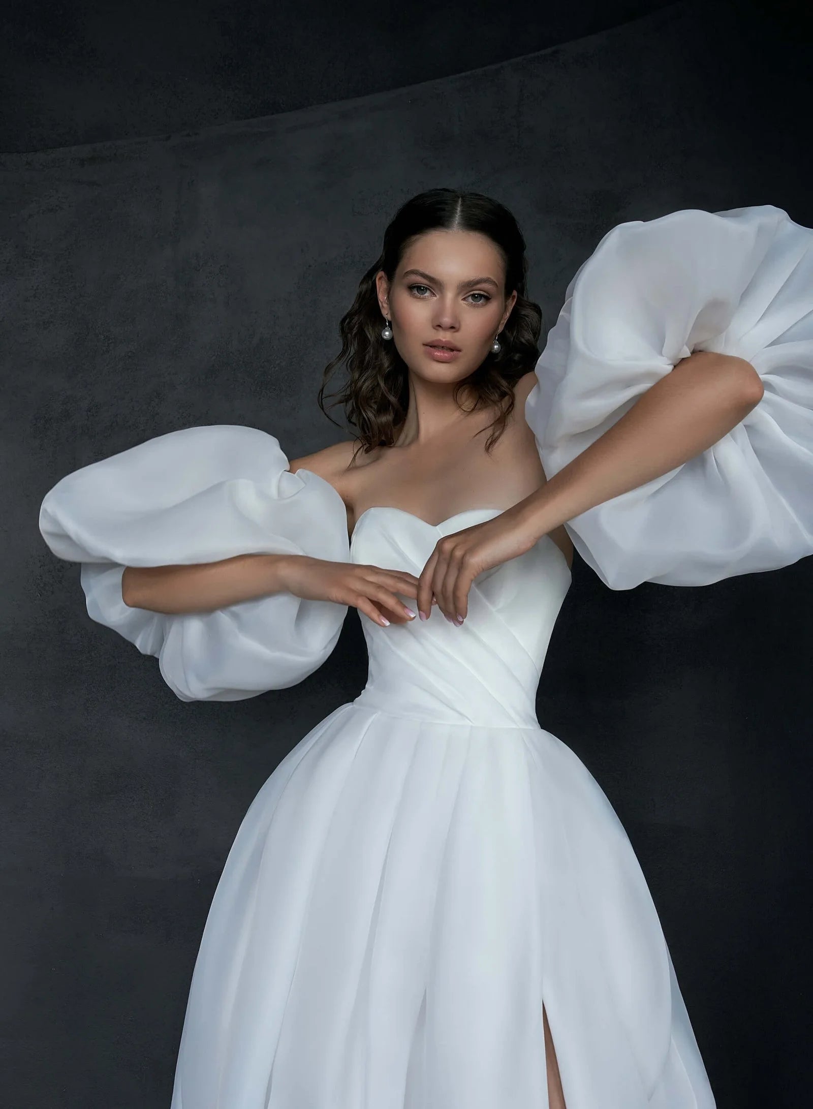 Romantic A-Line Puffy Bridal Gown with Puff Sleeves and Sweetheart Neckline for a Stunning Look