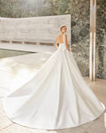 Ethereal A-Line Wedding Dress with Delicate Spaghetti Straps, Elegant Scoop Neckline, and a Flattering Natural Waistline for a Timeless Bridal Look