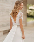 Sophisticated Sheath Wedding Dress with Elegant Long Sleeves, Boat Neckline, and a Flattering Natural Waistline for a Timeless Bridal Look