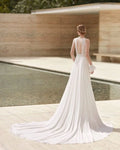 Elegant Long-Sleeve A-Line Wedding Gown with Delicate Lace and Scoop Neckline for a Timeless Bridal Look