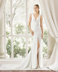 Exquisite Sheath Wedding Gown with Delicate Lace Detailing, Spaghetti Straps, and a Flattering V-Neckline for a Timeless and Romantic Look