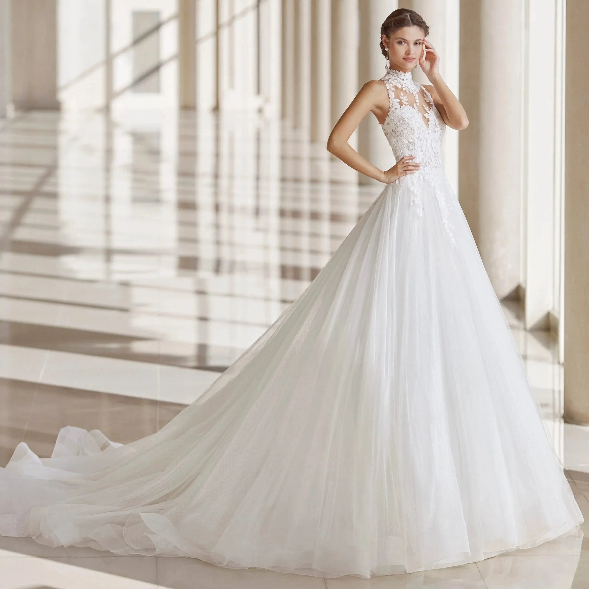 Abiti da sposa principessa in tulle per la sposa Appliques Spose forma