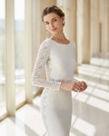 Elegant Trumpet Wedding Gown with Exquisite Lace Detailing, Graceful Long Sleeves, and a Sophisticated Boat Neckline for a Timeless and Striking Bridal Look