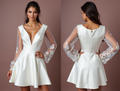 Mini Short Wedding Dress with Elegant Details for a Glamorous Look