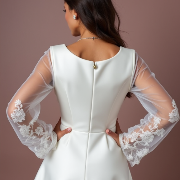 Mini Short Wedding Dress with Elegant Details for a Glamorous Look
