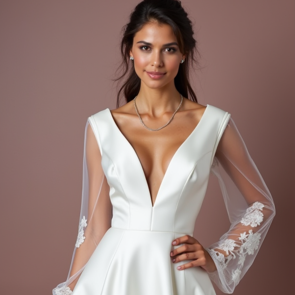 Mini Short Wedding Dress with Elegant Details for a Glamorous Look