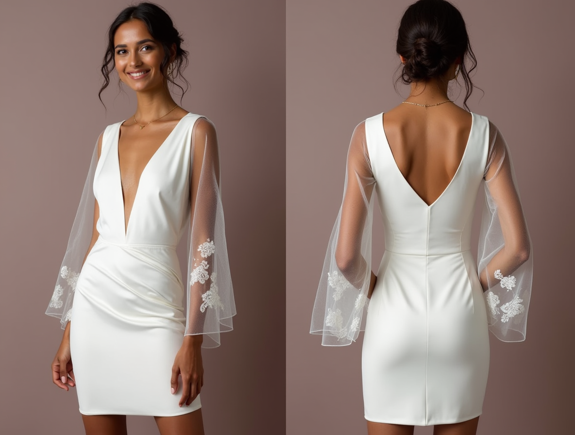 Short Mini Wedding Dress for Outdoor Ceremonies and Casual Weddings