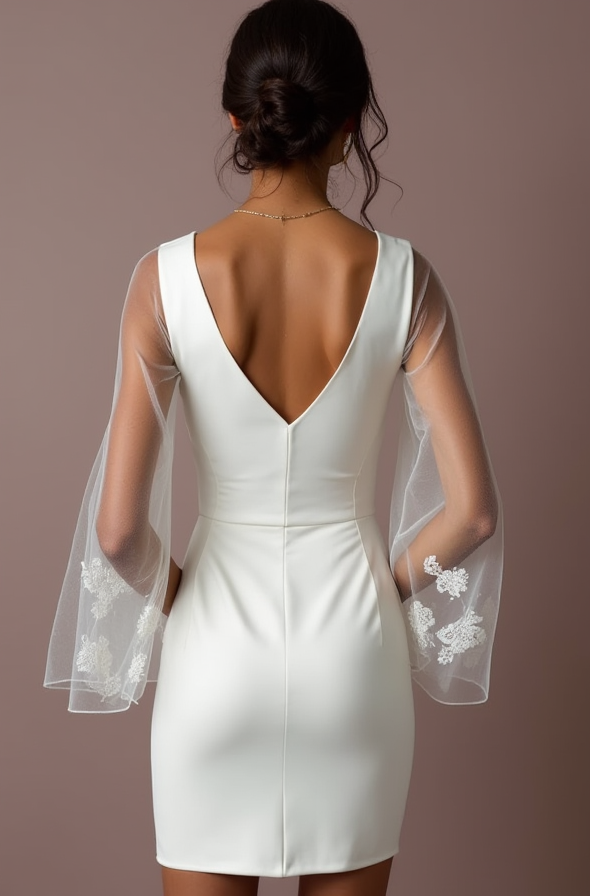 Short Mini Wedding Dress for Outdoor Ceremonies and Casual Weddings