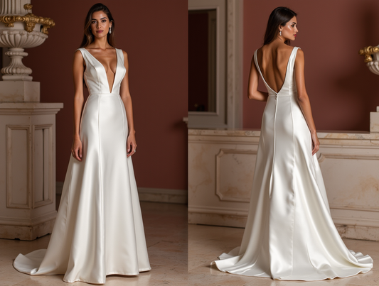 A-Line White Wedding Dress with a Modest Neckline for a Refined Style