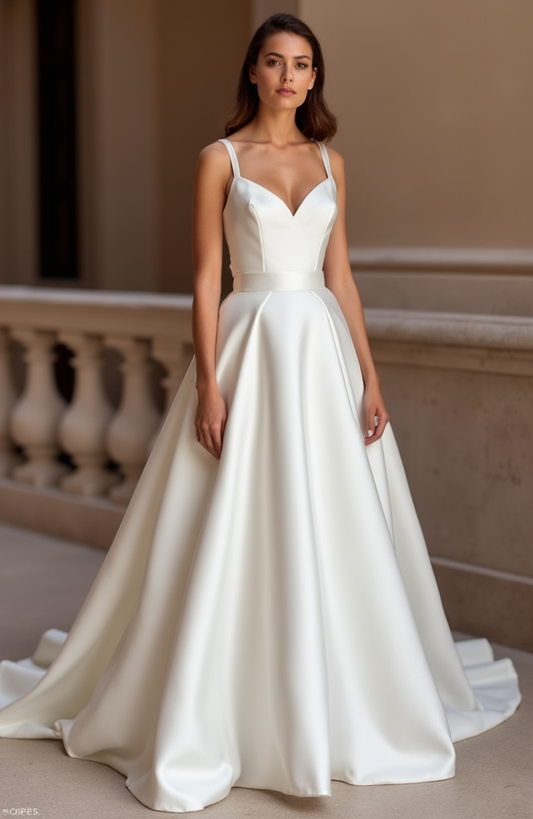 Princess White Wedding Dress for Plus Size Brides Wanting a Royal Silhouette