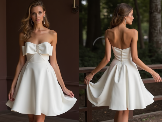 Sexy White Mini Short Wedding Dress with a Slit for a Bold and Confident Bridal Look