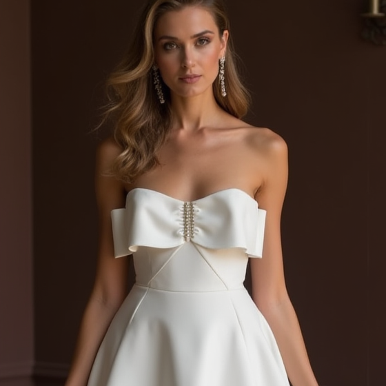 Sexy White Mini Short Wedding Dress with a Slit for a Bold and Confident Bridal Look