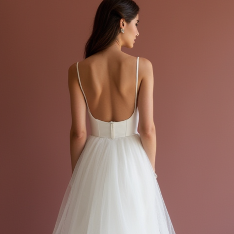 A-Line White Wedding Gown with a Cascading Train for a Majestic Bridal Look