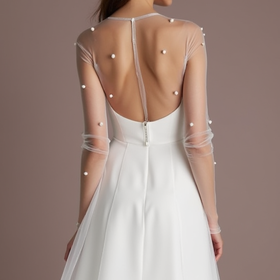 Playful White Mini Short Wedding Dress with a Tulle Skirt for a Fun and Flirty Look