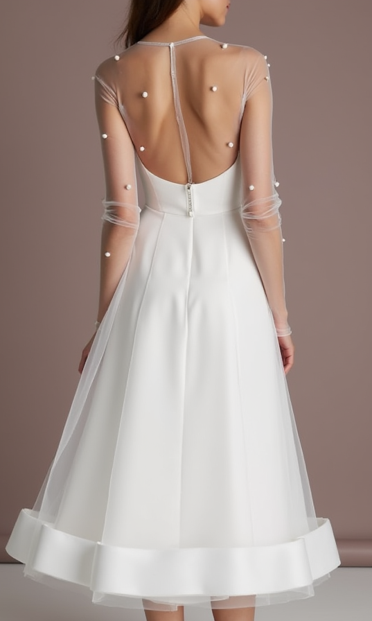 Playful White Mini Short Wedding Dress with a Tulle Skirt for a Fun and Flirty Look