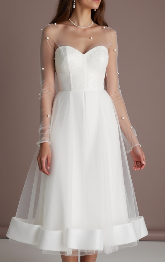 Playful White Mini Short Wedding Dress with a Tulle Skirt for a Fun and Flirty Look