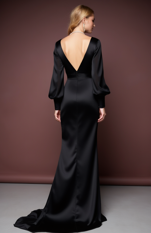 Black Wedding Dress with a High Slit for an Edgy and Sexy Look
