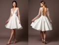 Timeless White Mini Short Wedding Dress with a Simple Silhouette for an Effortless Bridal Look