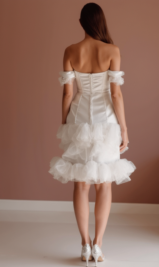 Minimalist White Mini Short Wedding Dress with Simple Straps for an Effortless Look