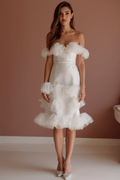 Minimalist White Mini Short Wedding Dress with Simple Straps for an Effortless Look