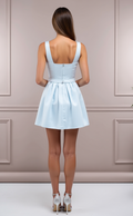 Chic Blue Evening Dress & Prom Dress with Sculpted Fit and Mesh Details