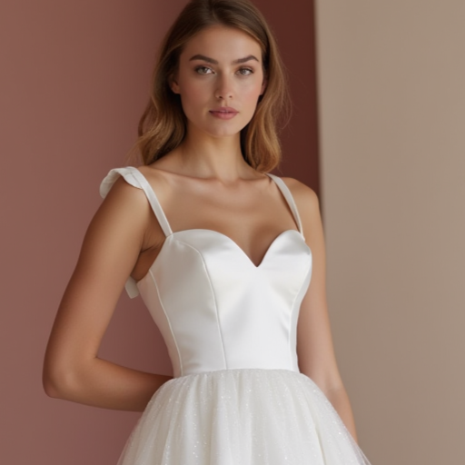 Romantic White Mini Short Wedding Dress with a Heart-Shaped Back for a Sweet Bridal Touch