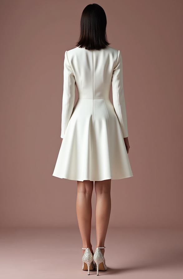 Elegant White Mini Short Wedding Dress with a Draped Skirt for a Luxe and Flowing Look