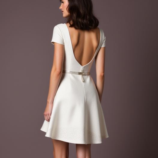 Sophisticated White Mini Short Wedding Dress with Long Sleeves for a Stylish and Modest Design