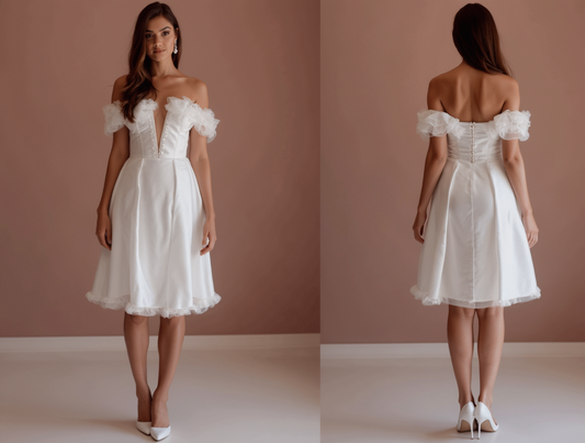Stylish White Mini Short Wedding Dress with a Cap Sleeve for a Classic Feel