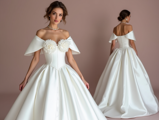 Ultra-Glamorous White Princess Wedding Dress with Crystal Beading and Full Skirt