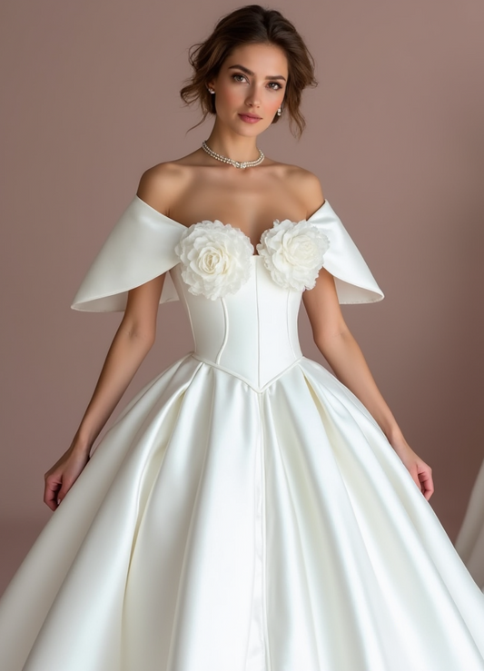 Ultra-Glamorous White Princess Wedding Dress with Crystal Beading and Full Skirt