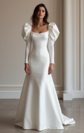 Sexy White Mermaid Wedding Gown with a High Slit for a Bold, Edgy Look