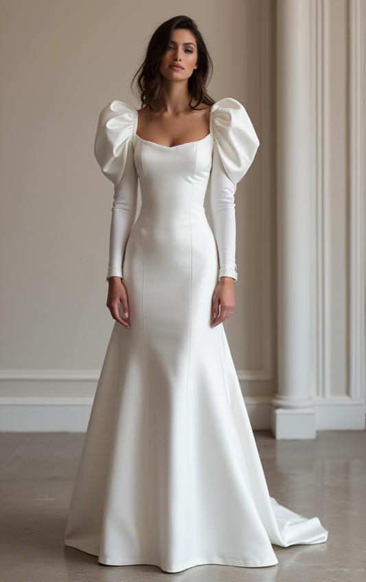 Sexy White Mermaid Wedding Gown with a High Slit for a Bold, Edgy Look
