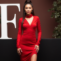 Ultra-Glam Red Evening Dress & Prom Dress with Glittering Bodice and Side Slit