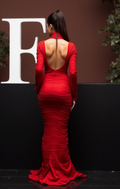 Ultra-Glam Red Evening Dress & Prom Dress with Glittering Bodice and Side Slit