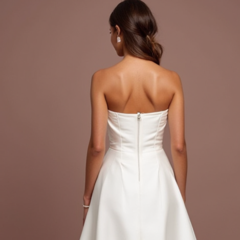 Trendy White Mini Short Wedding Dress with Asymmetrical Hemline for a Fashion-Forward Look
