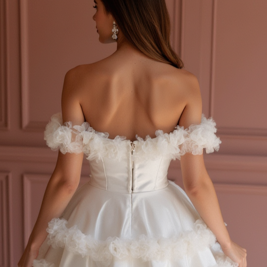 Glamorous White Mini Short Wedding Dress with Sparkling Beaded Straps for a Luxe Look