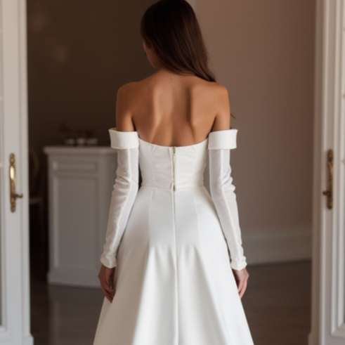 Mermaid White Wedding Dress with a Cascading Train for a Grand Bridal Look