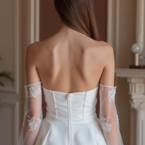 Classic White Mini Short Wedding Dress with a Wide V-Neck for an Elegant Look