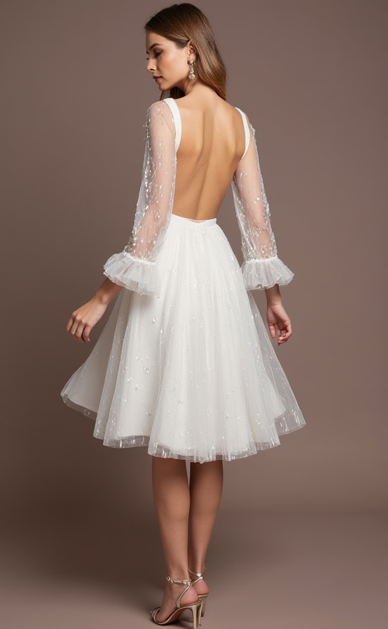 Bohemian White Mini Short Wedding Dress with a Relaxed Fit for Effortless Bridal Style