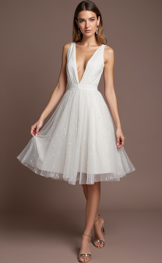 Bohemian White Mini Short Wedding Dress with a Relaxed Fit for Effortless Bridal Style