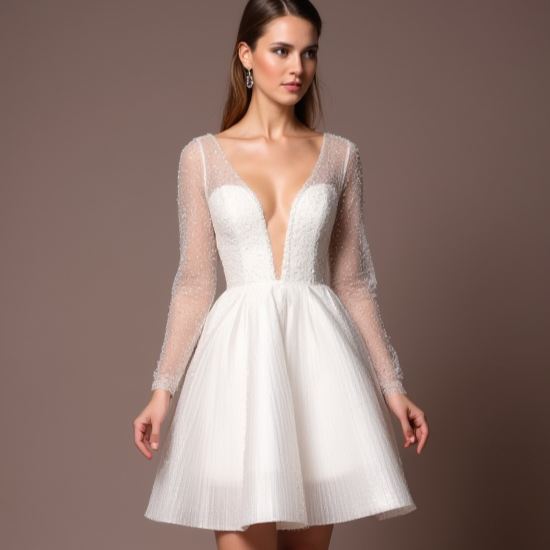 Modern White Mini Short Wedding Dress with a One-Shoulder Design for a Unique Look