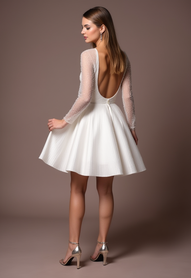 Modern White Mini Short Wedding Dress with a One-Shoulder Design for a Unique Look