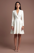 Elegant White Mini Short Wedding Dress with a Belted Waist for a Defined Silhouette