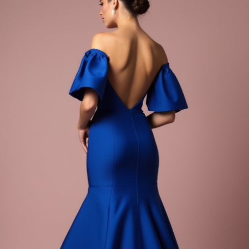 Stunning Blue Evening Dress & Prom Dress with Deep V-Neckline for a Bold Look