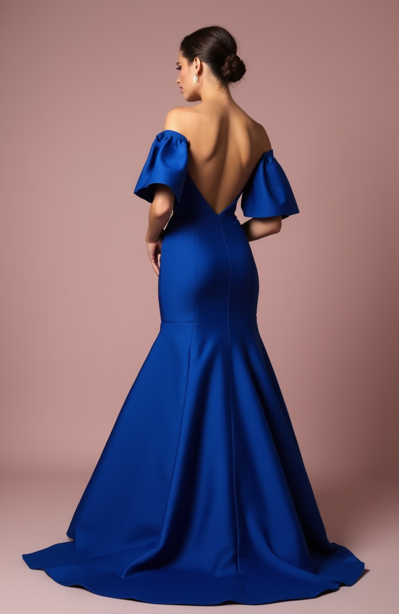 Stunning Blue Evening Dress & Prom Dress with Deep V-Neckline for a Bold Look