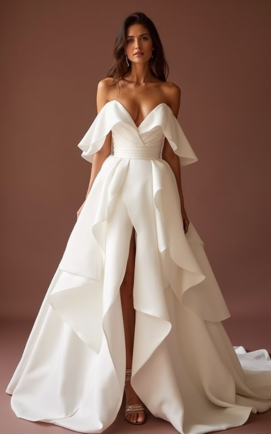 White Princess Wedding Dress with a Corset Bodice for a Flattering Fit