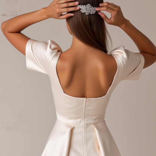 Elegant White Mini Short Wedding Dress with Lace Appliqué for a Romantic and Timeless Look